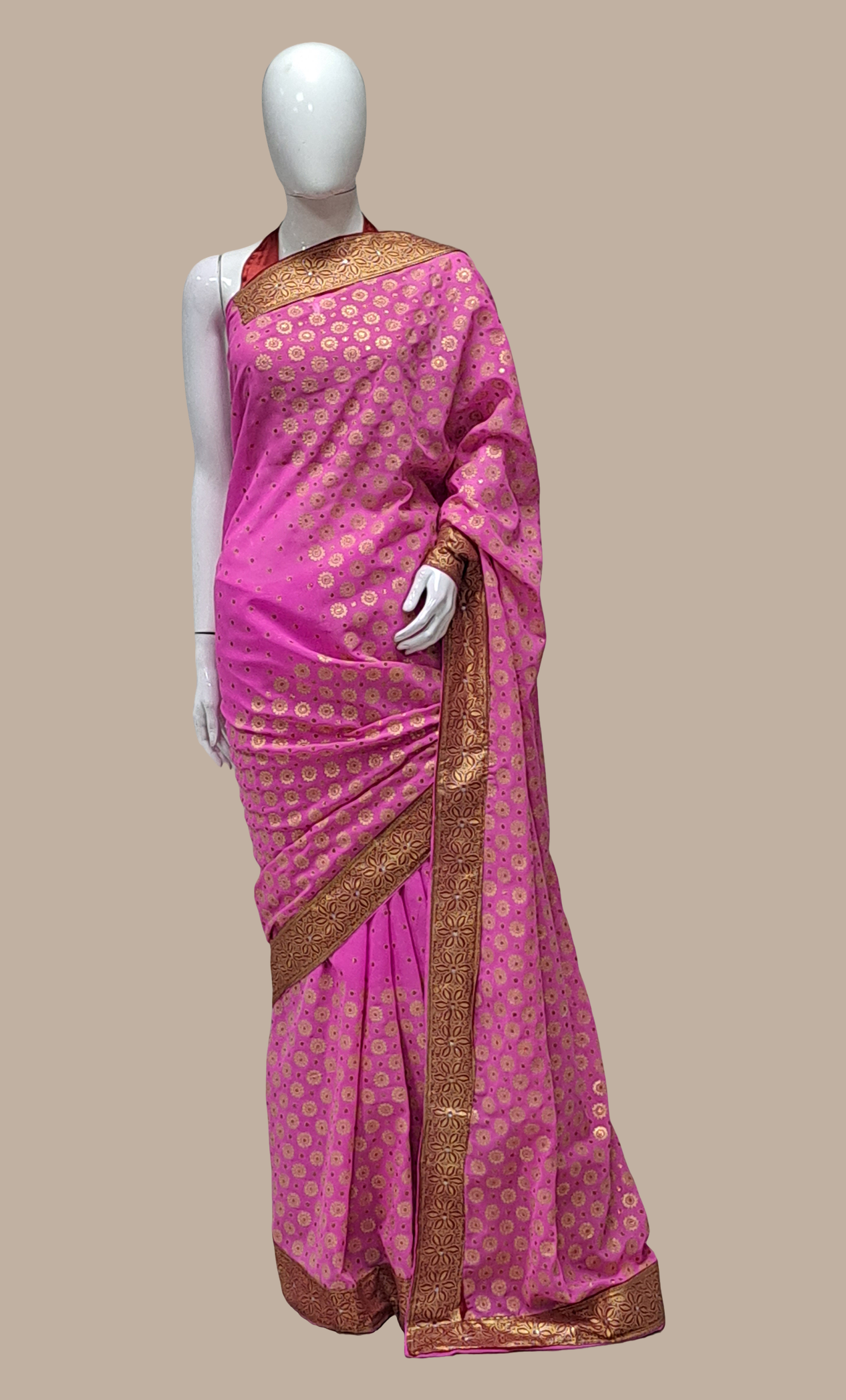 Pink Printed Sari