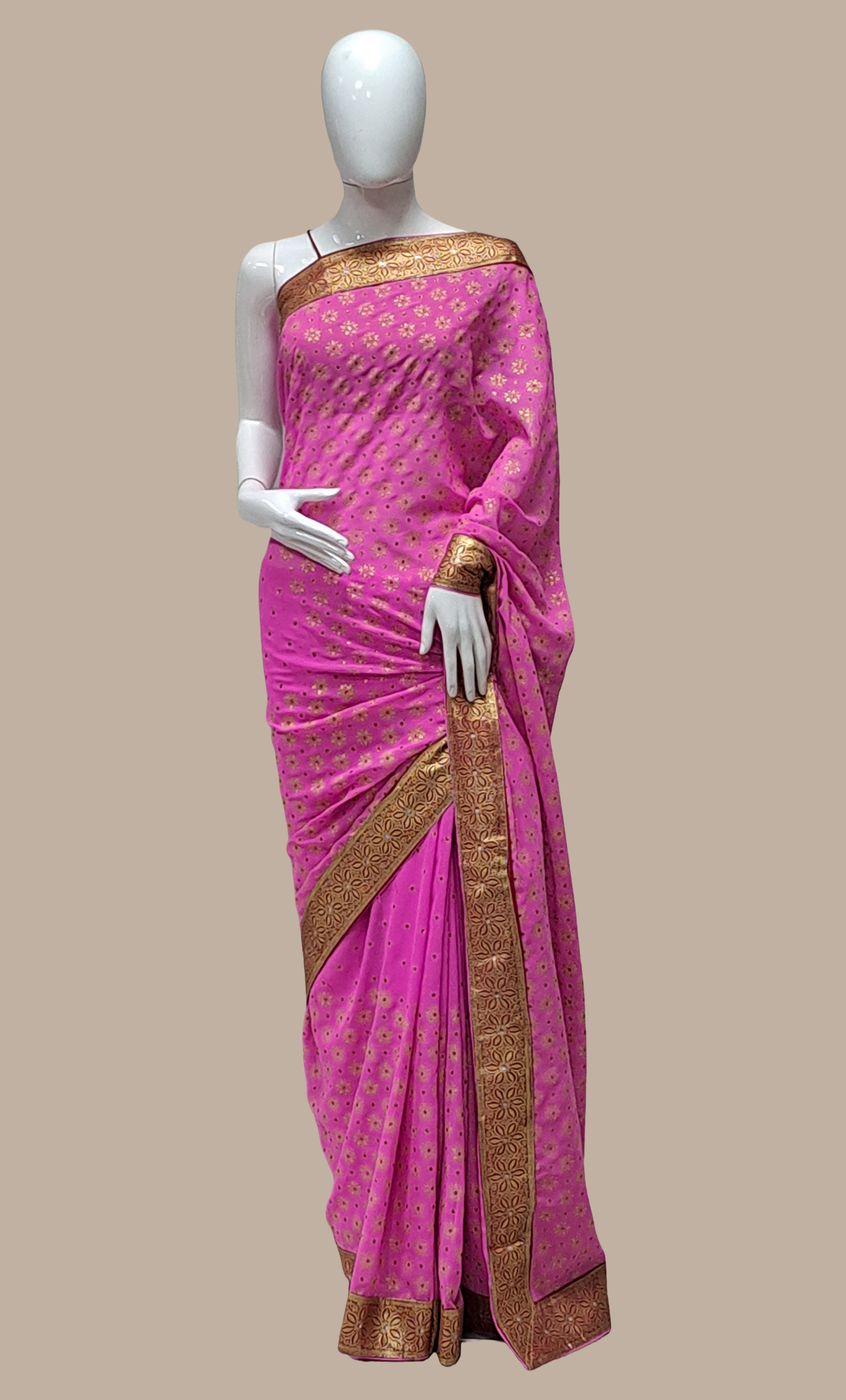 Pink Printed Sari