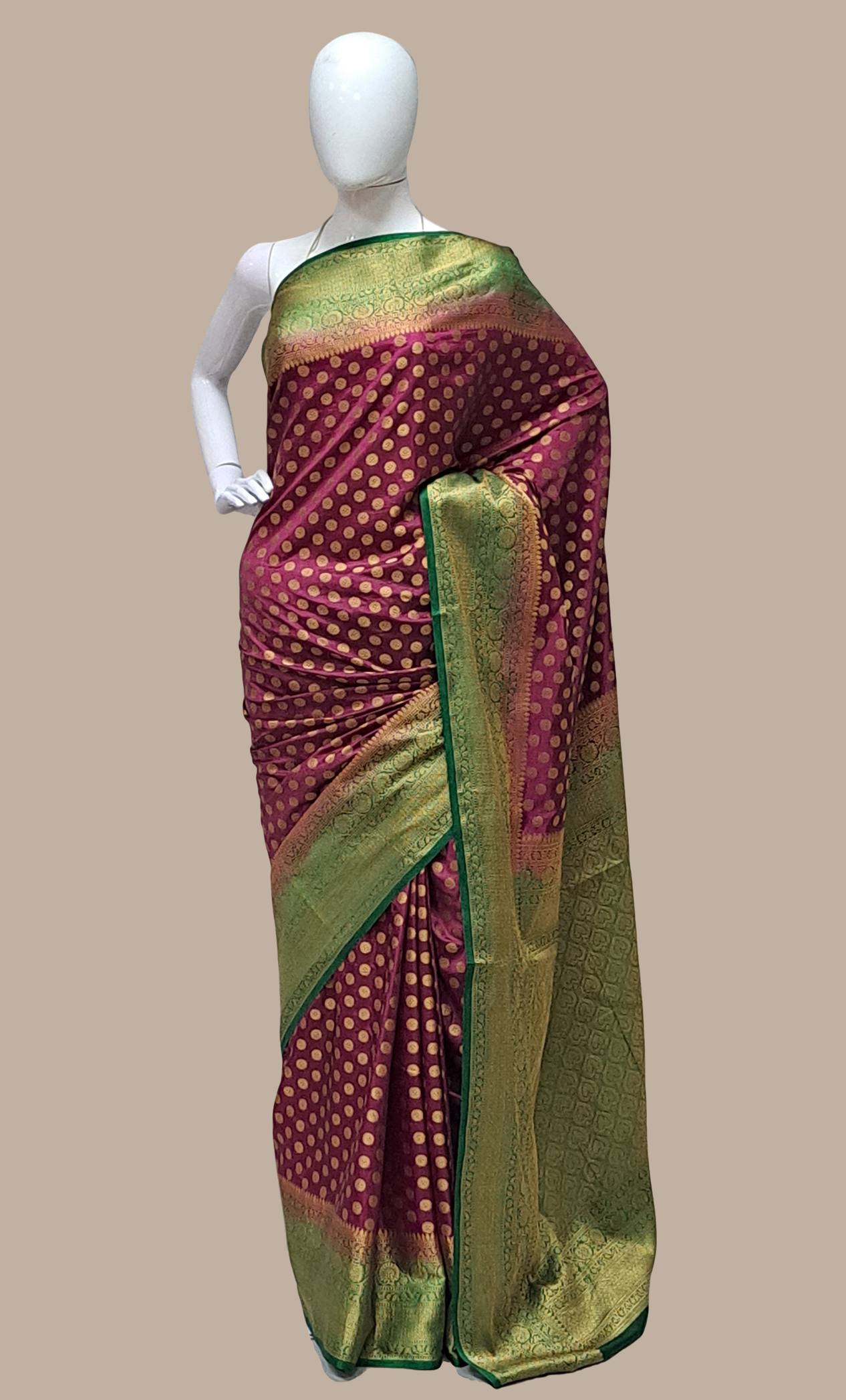 Deep Plum Woven Art Silk Sari
