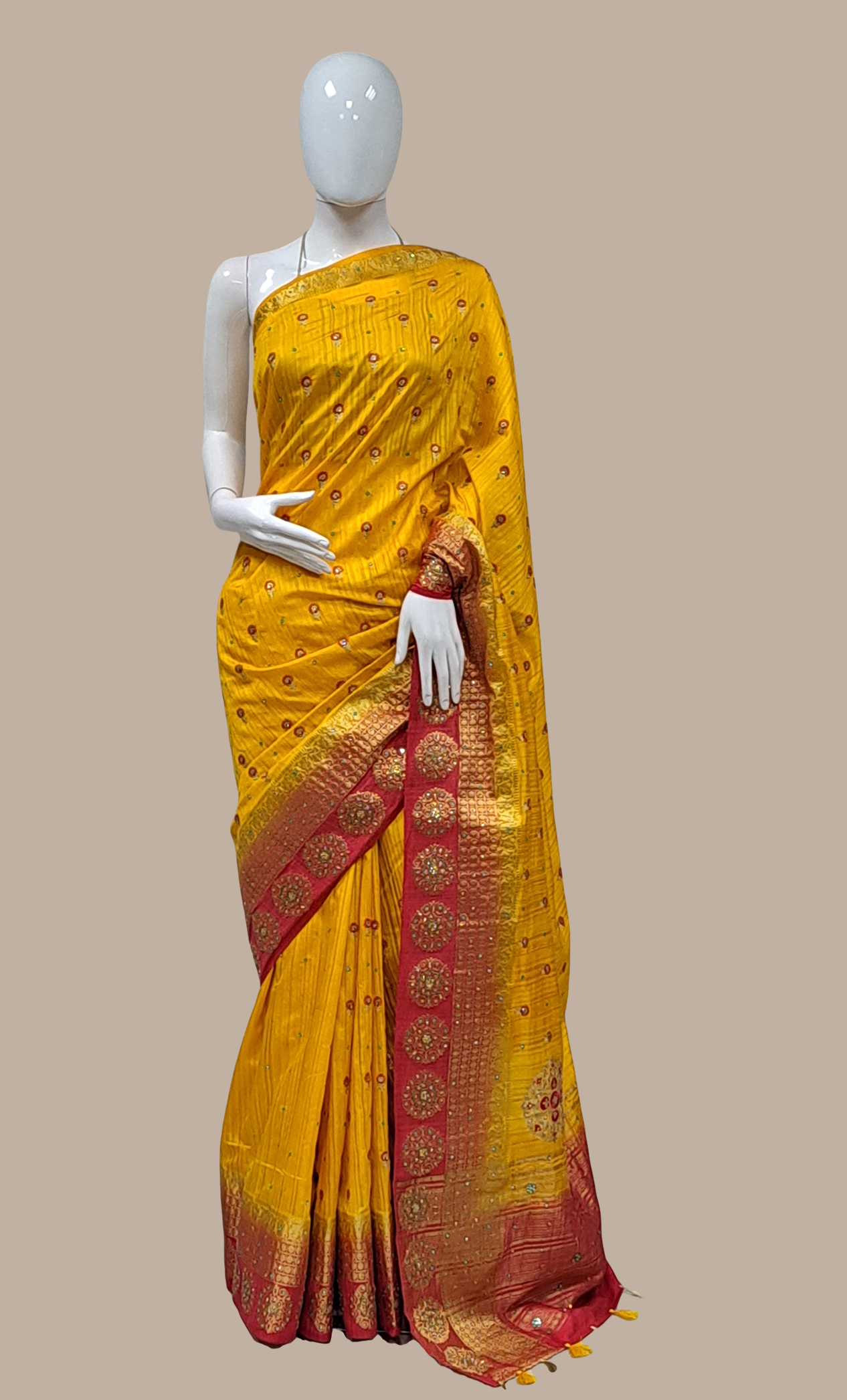 Mustard Woven Art Silk Sari