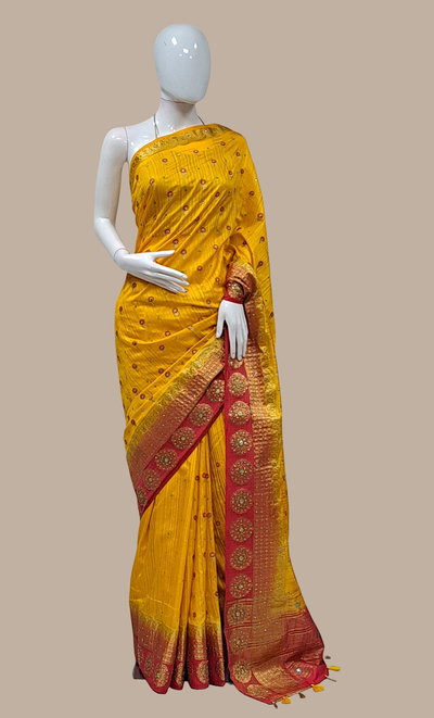 Mustard Woven Art Silk Sari