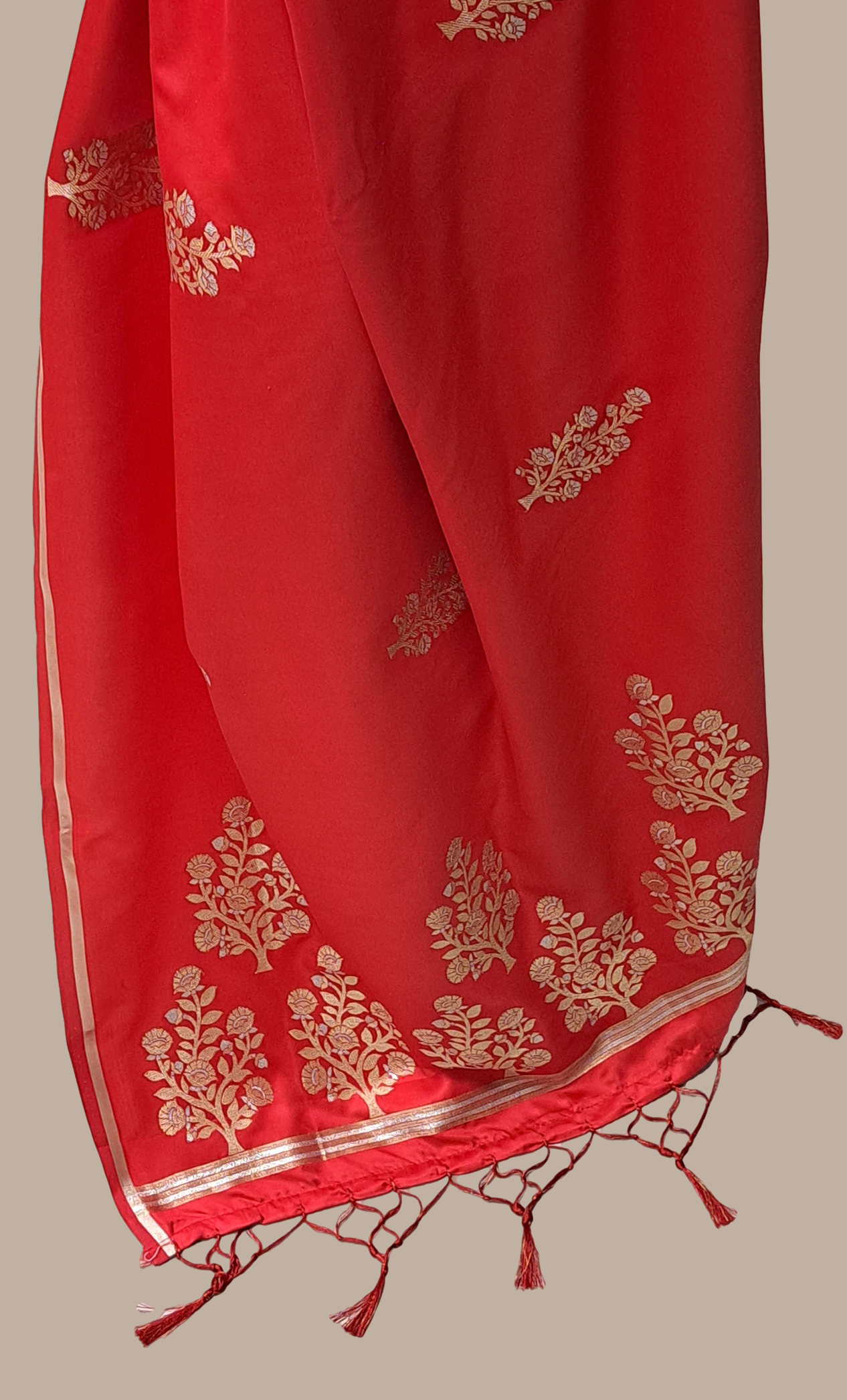 Red Woven Art Silk Sari