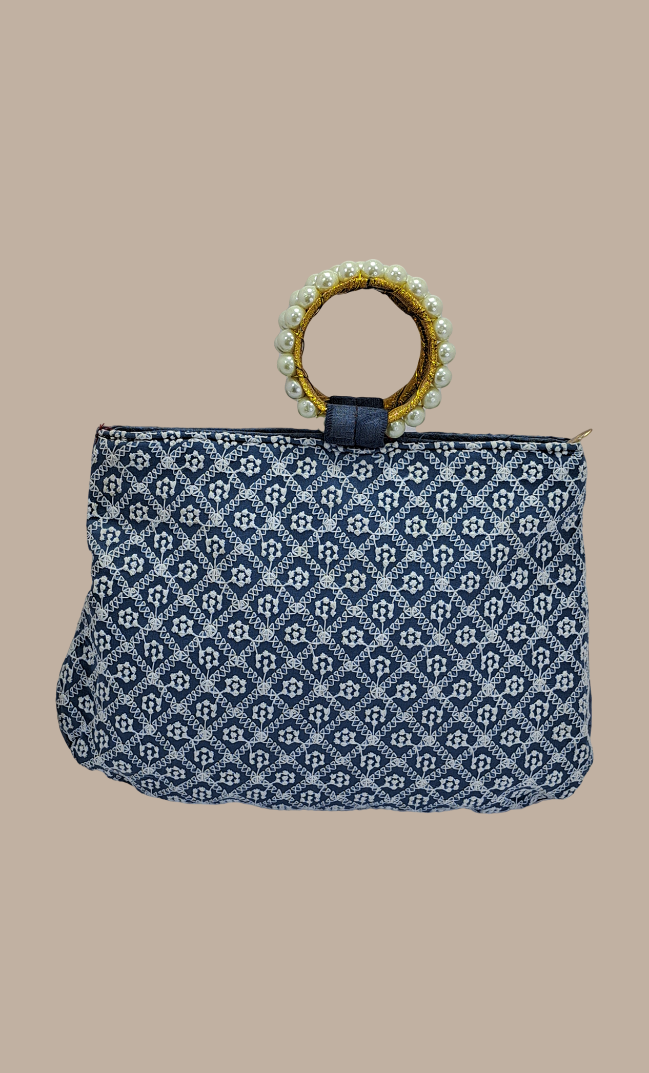 Deep Grey Embroidered Handbag