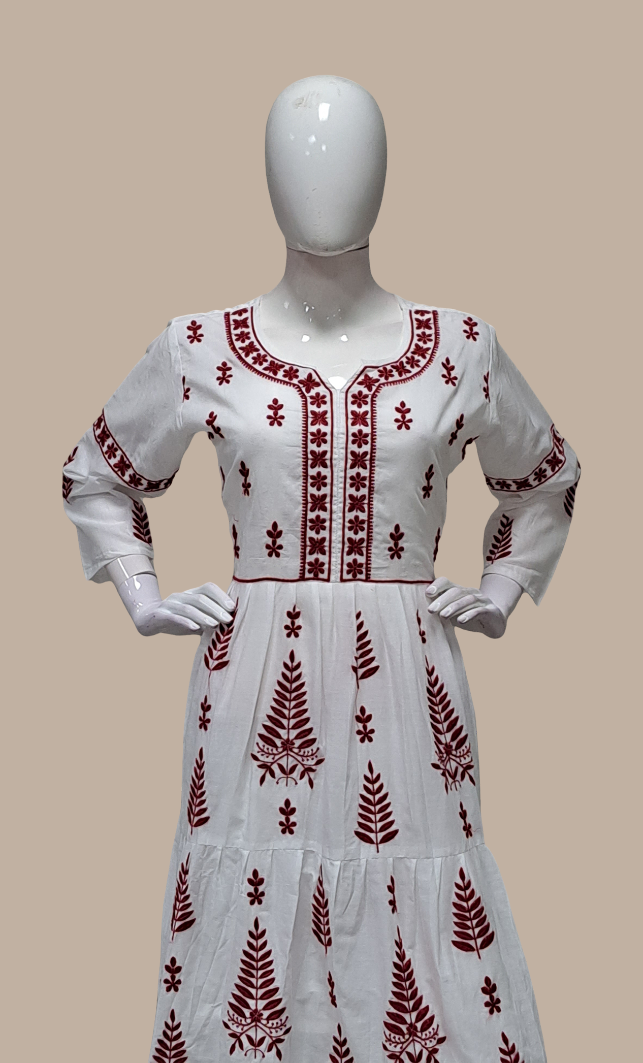 White Embroidered Fusion Dress