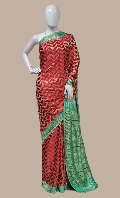 Maroon Woven Sari