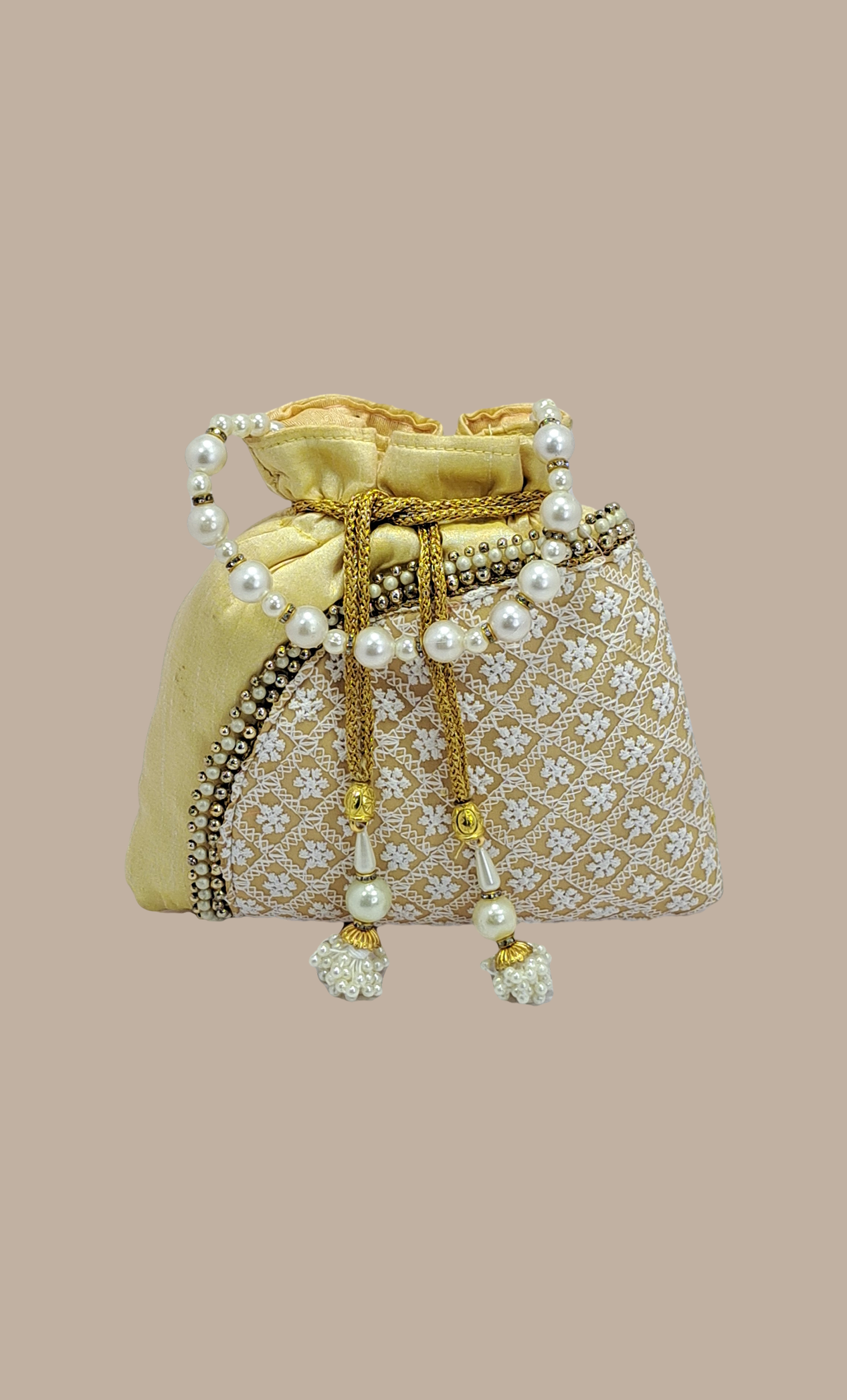 Lemon Embroidered Pouch Bag