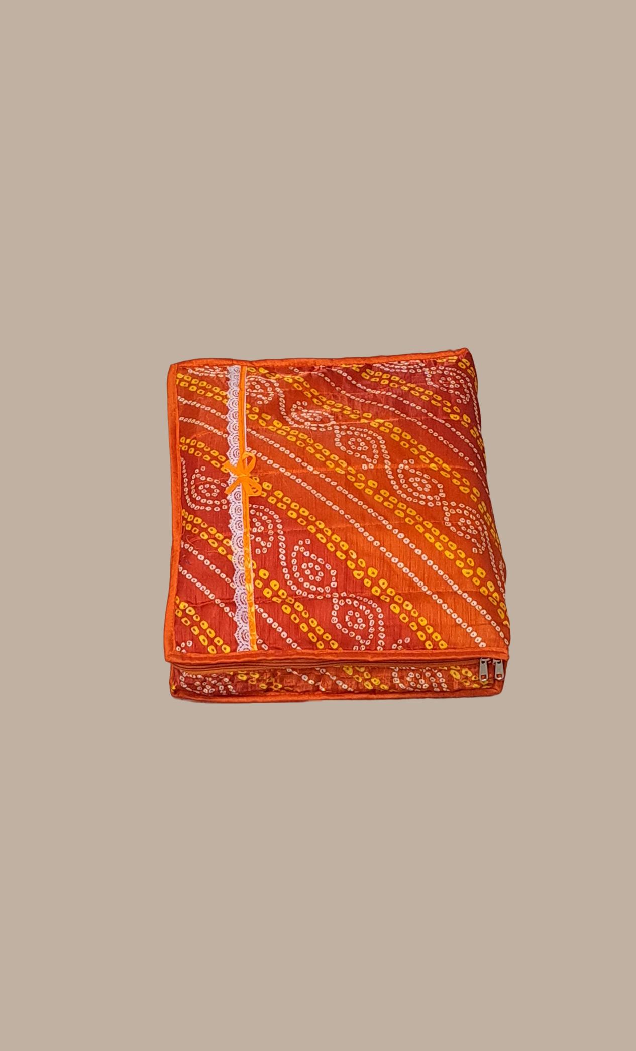 Orange Bandhani Double Sari Cover
