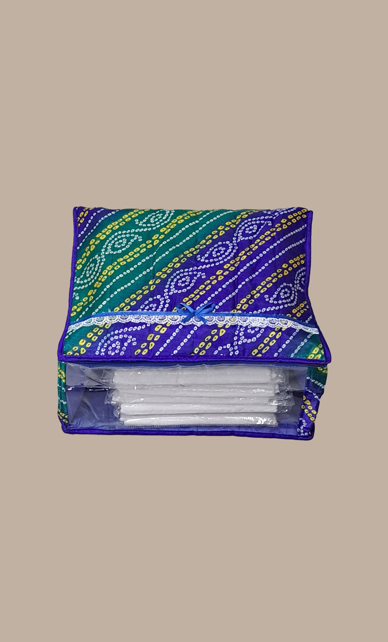 Royal Blue Bandhani Sari Cover