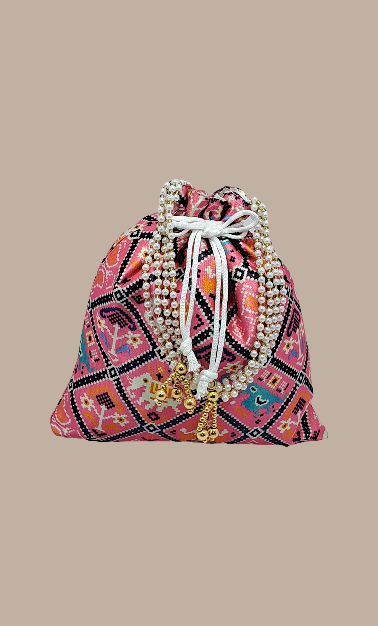 Pink Printed Pouch Bag