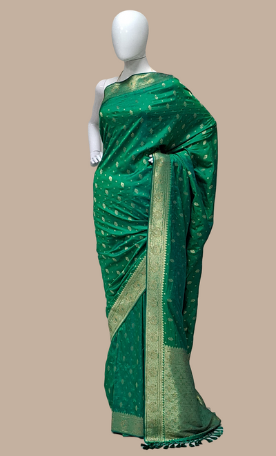 Emerald Green Woven Art Silk Sari