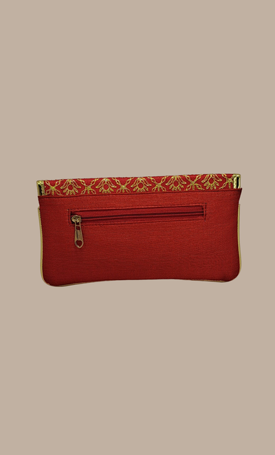 Red Embroidered Clutch Bag