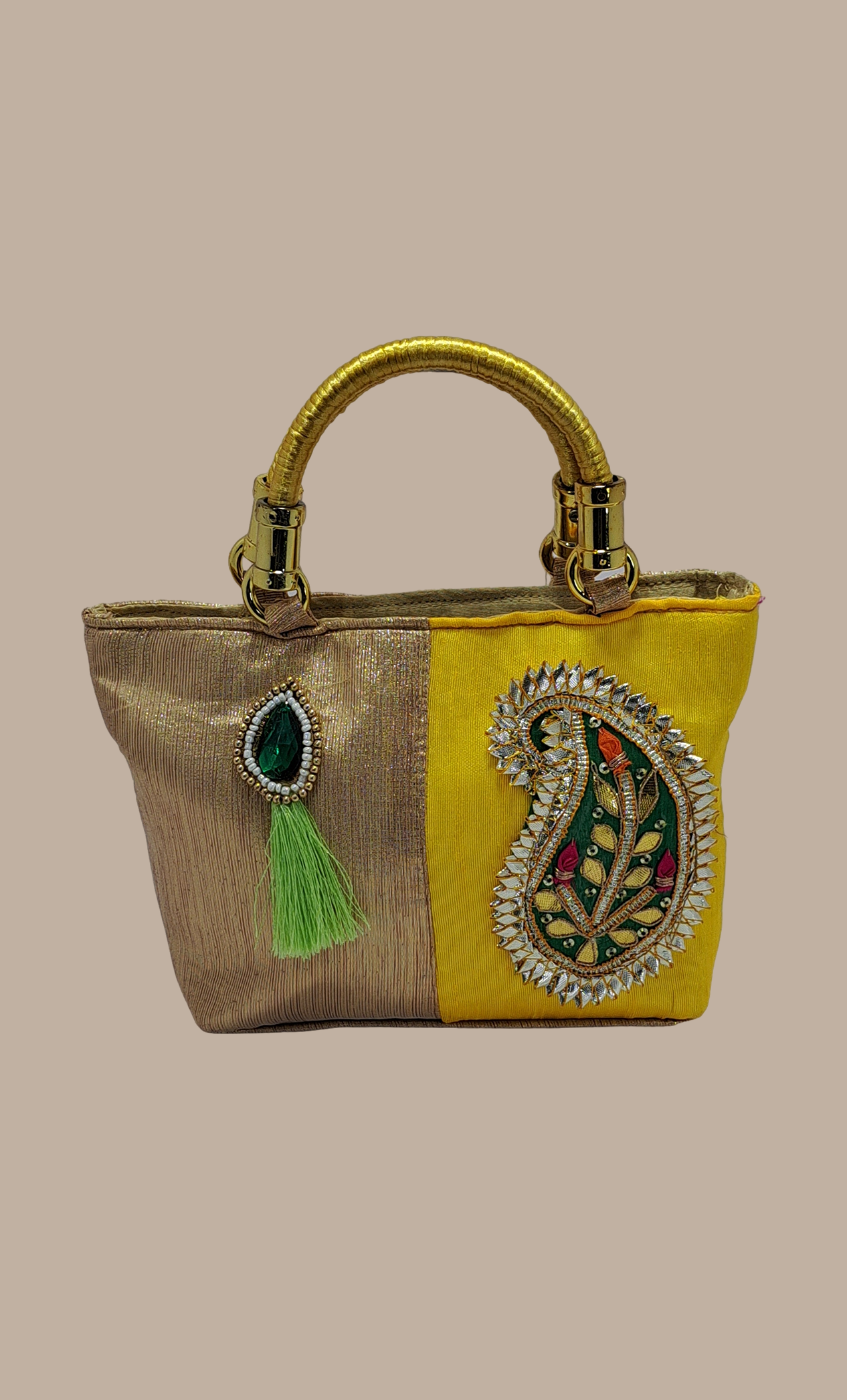 Canary Yellow Embroidered Handbag
