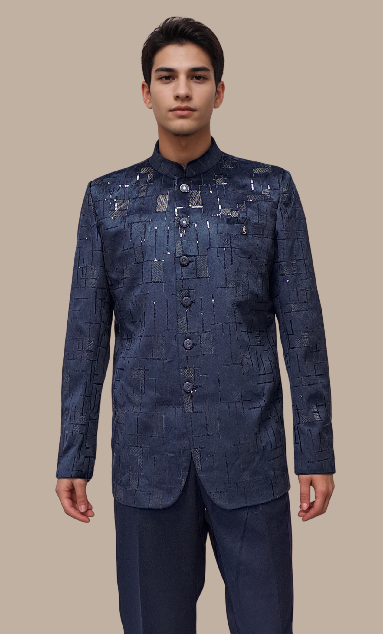 Mens Midnight Blue Jodhpuri Set