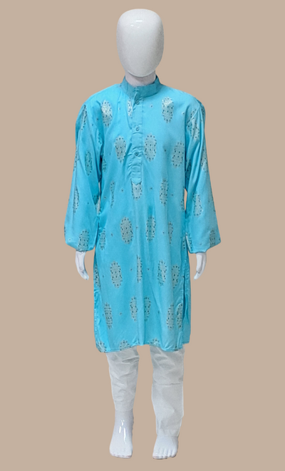 Sky Blue Printed Kurta Top