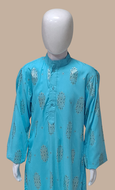 Sky Blue Printed Kurta Top