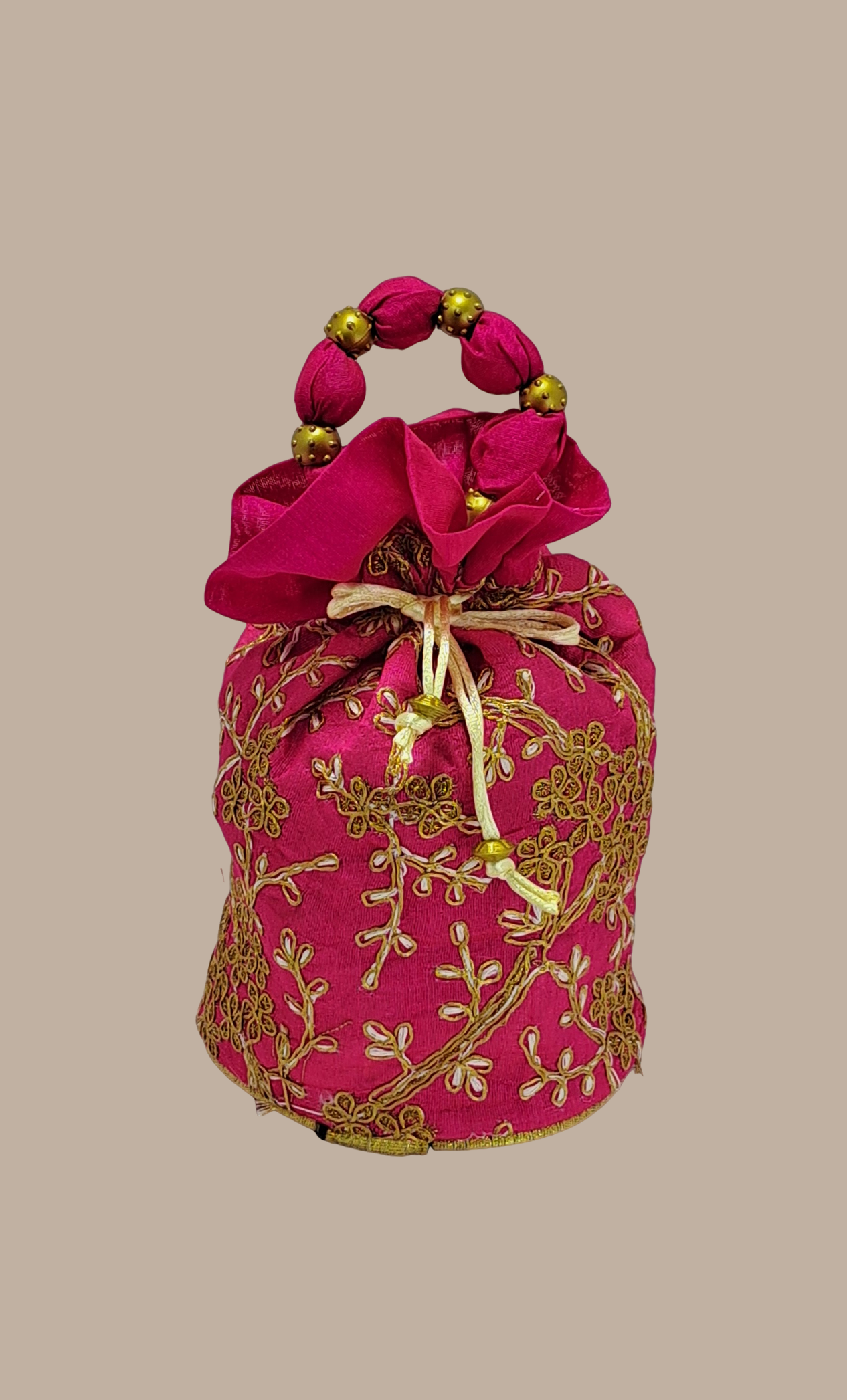 Cerise Embroidered Pouch Bag