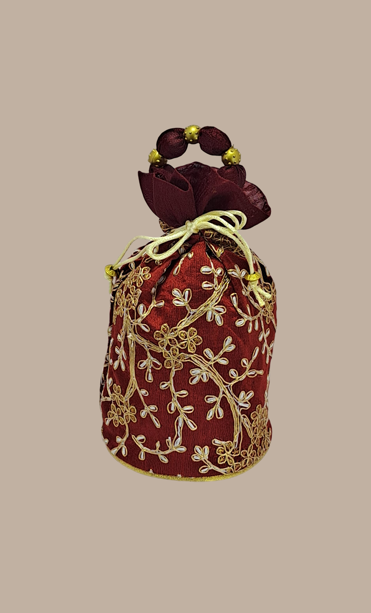 Maroon Embroidered Pouch Bag
