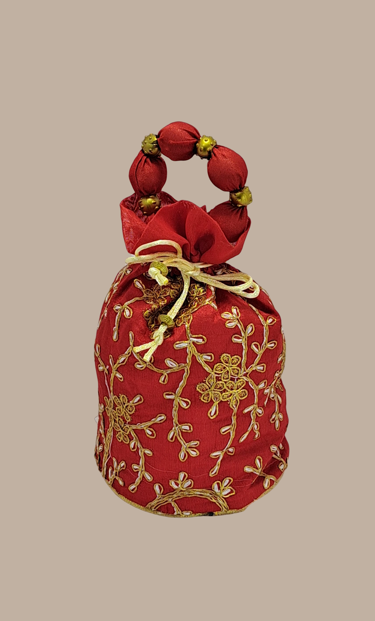 Red Embroidered Pouch Bag