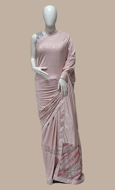 Dusty Mink Sequin Embroidered Sari