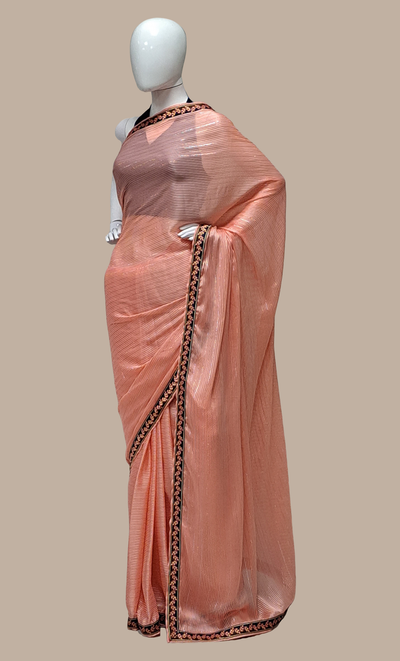 Soft Peach Embroidered Sari