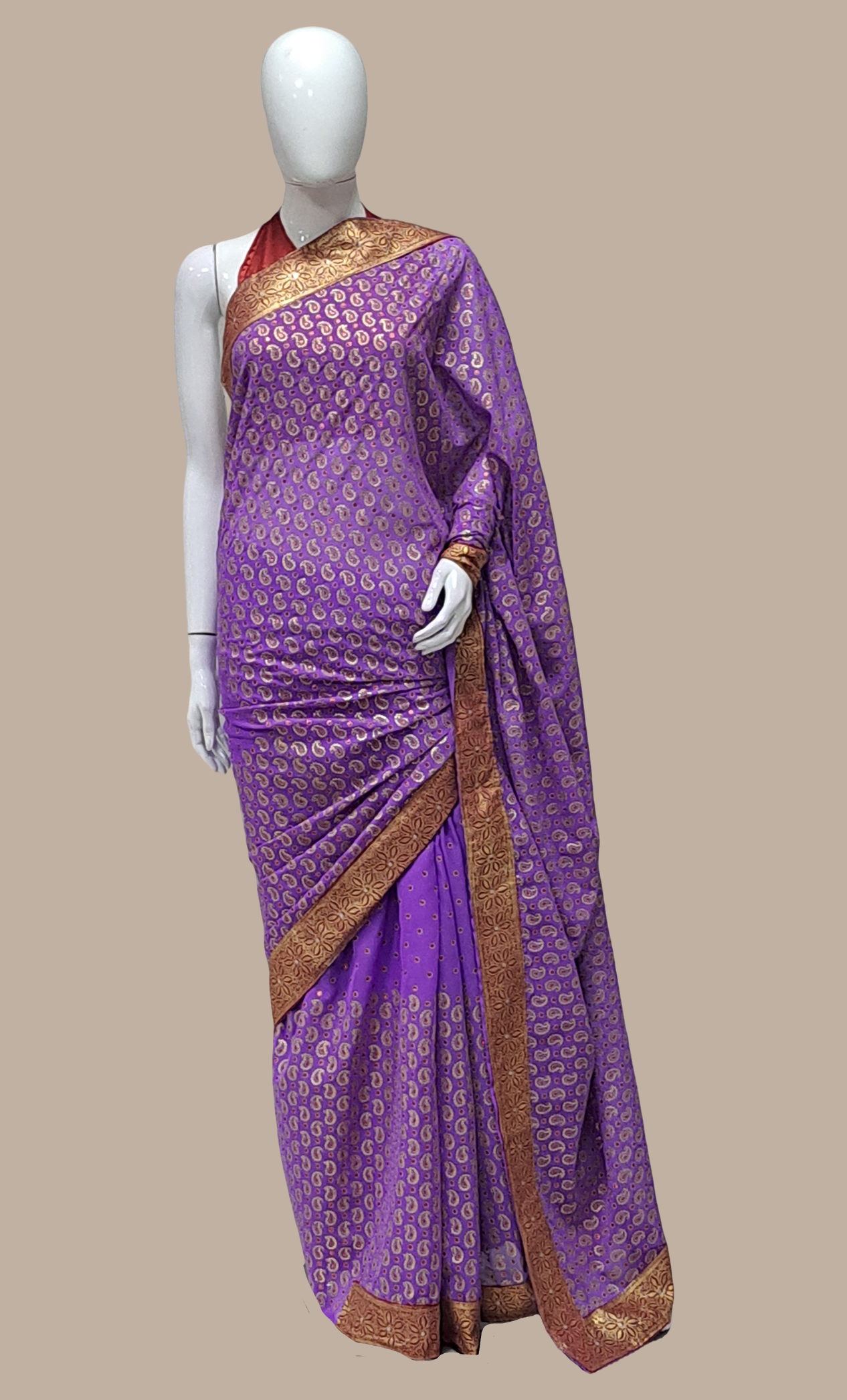 Purple Printed Sari