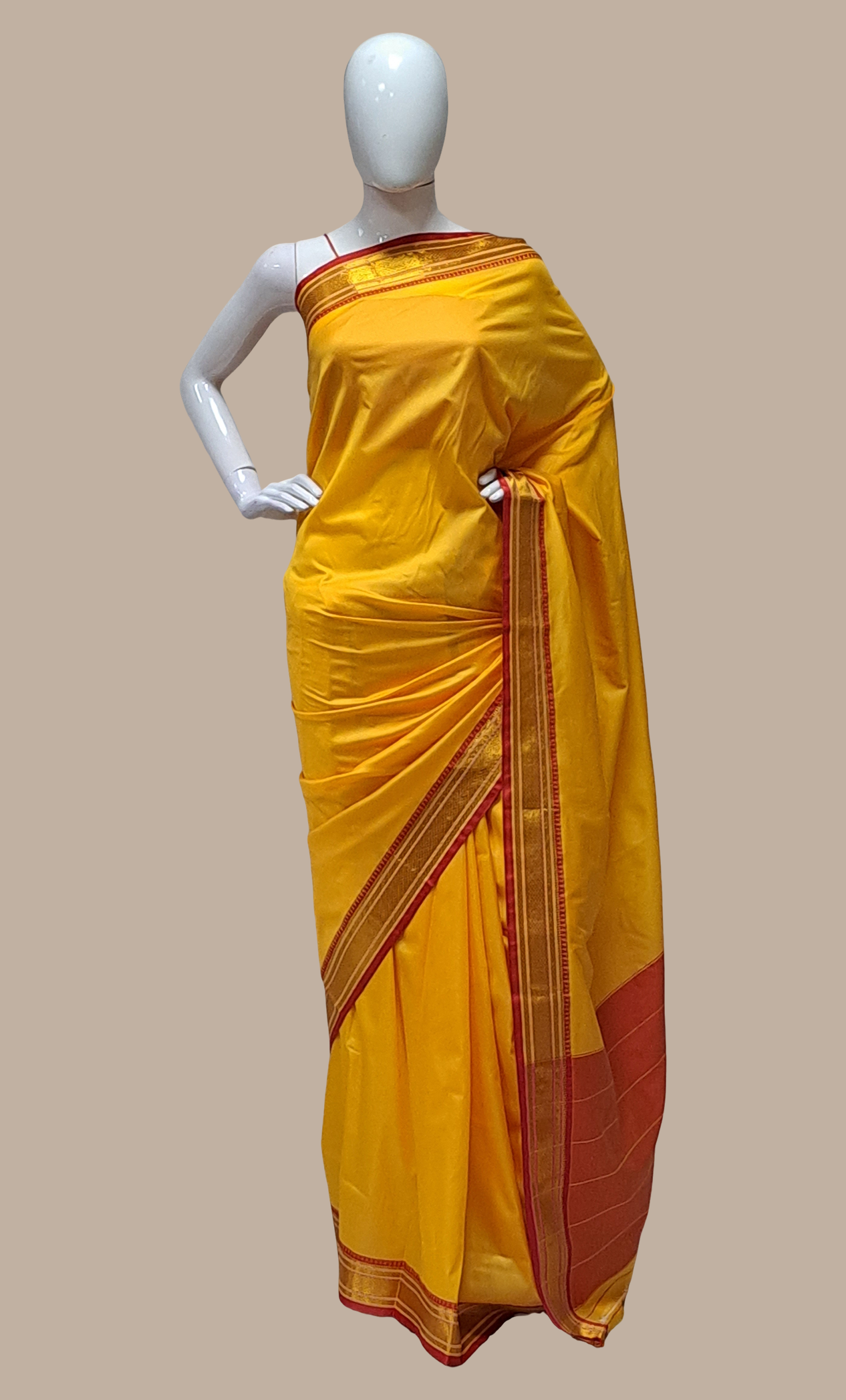 Canary Yellow Kanjivaram Sari