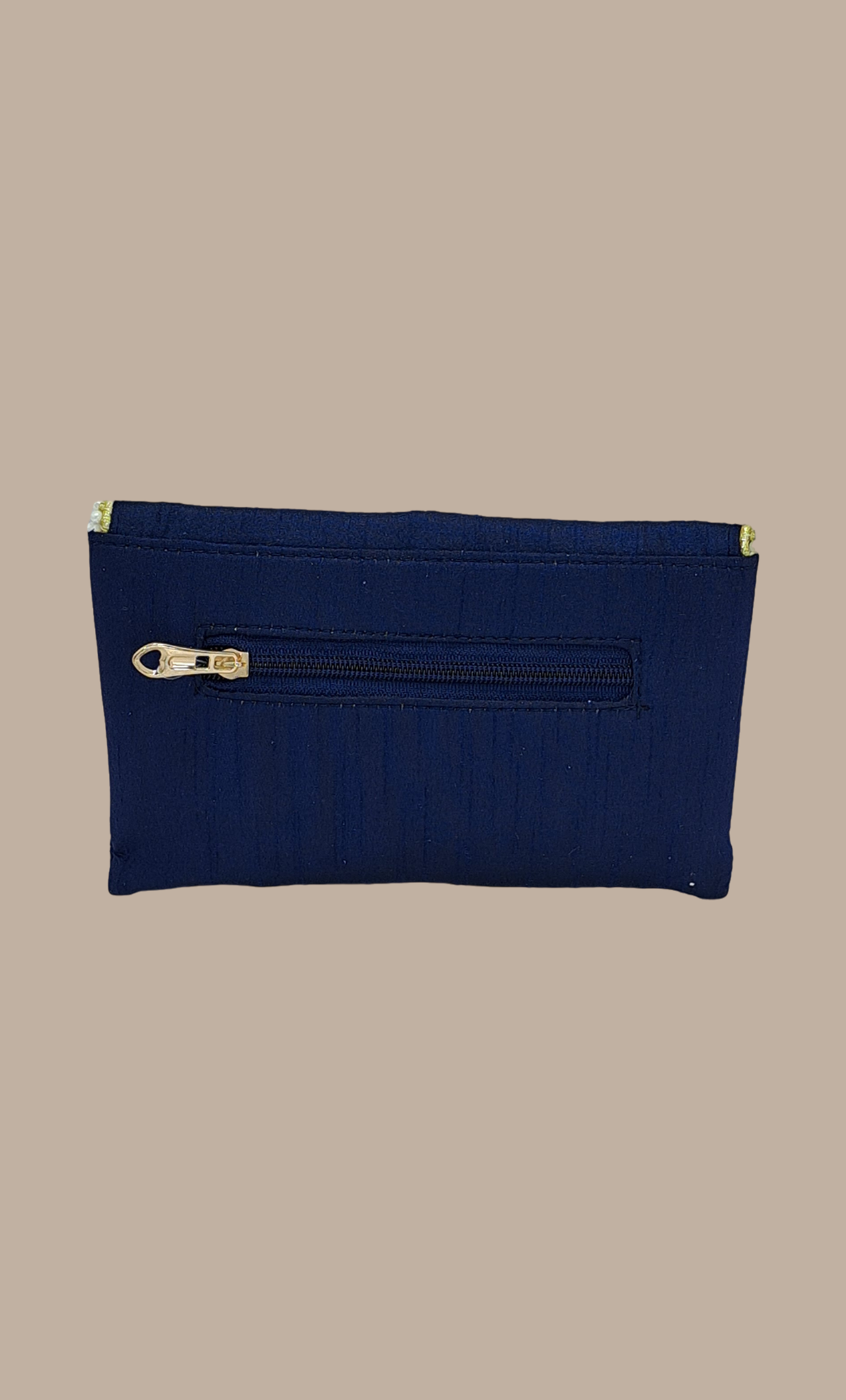 Navy Embroidered Clutch Bag