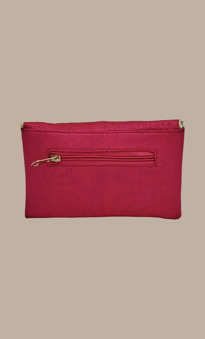 Cerise Embroidered Clutch Bag
