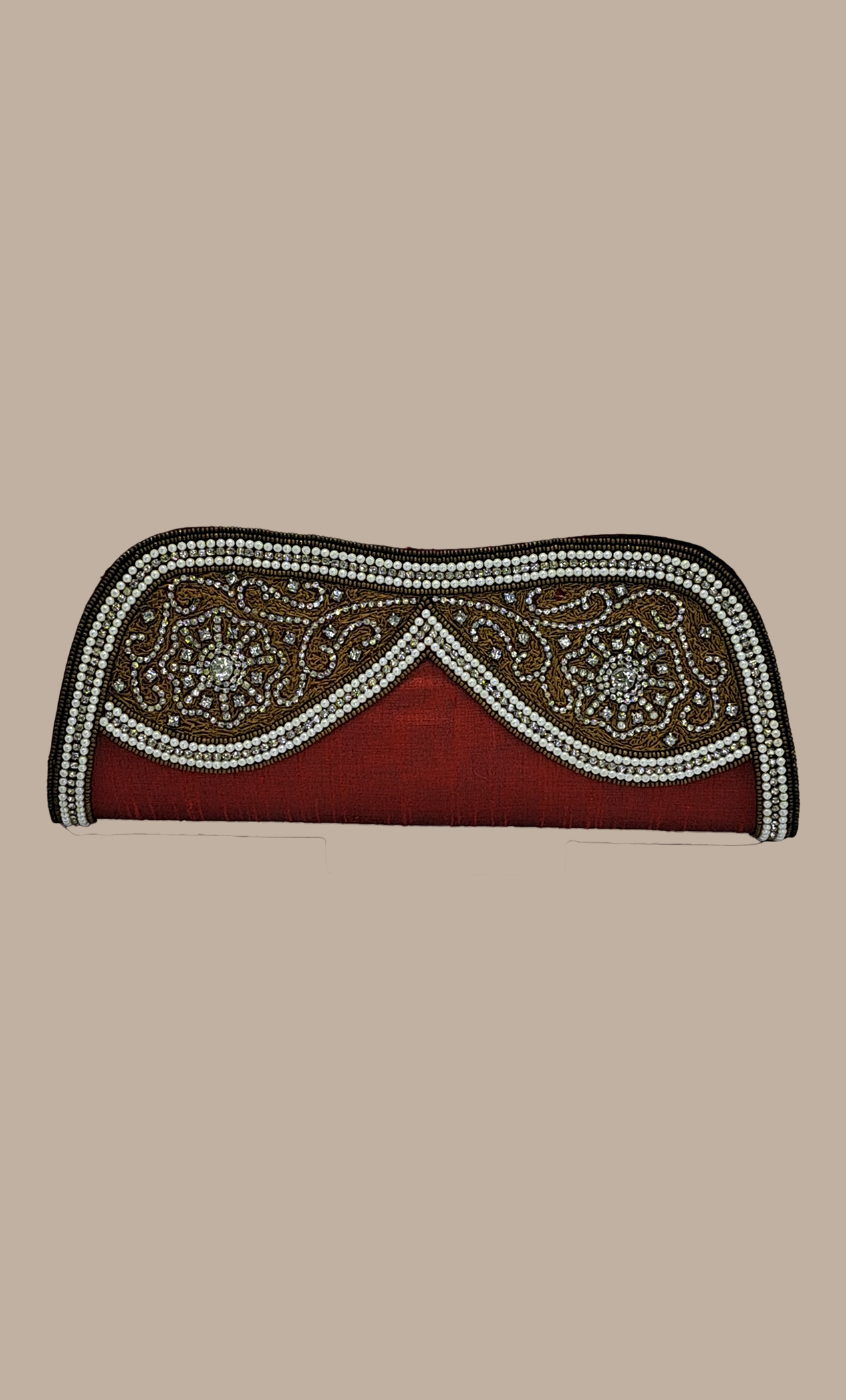 Maroon Embroidered Clutch Bag