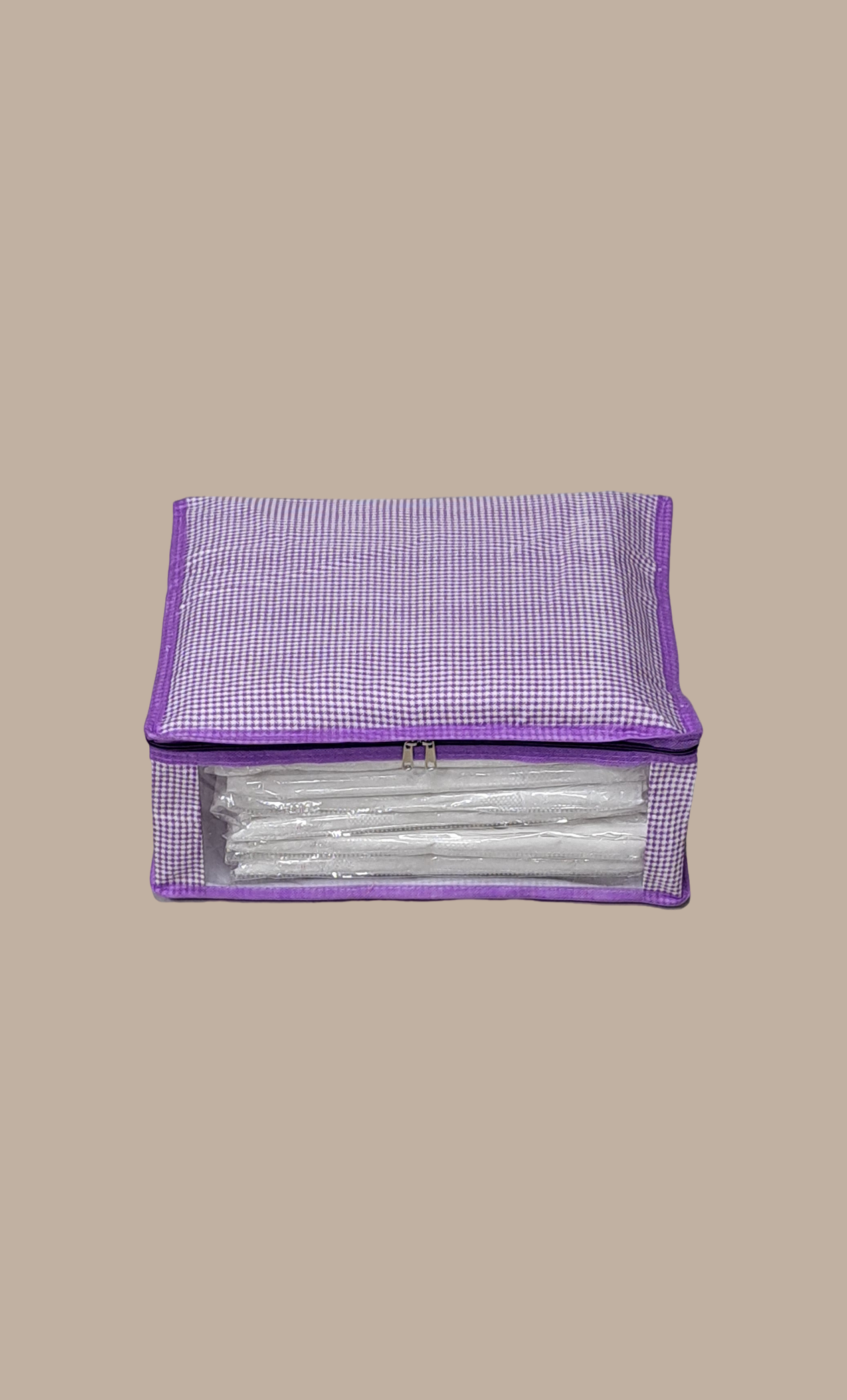 Purple Check Sari Cover