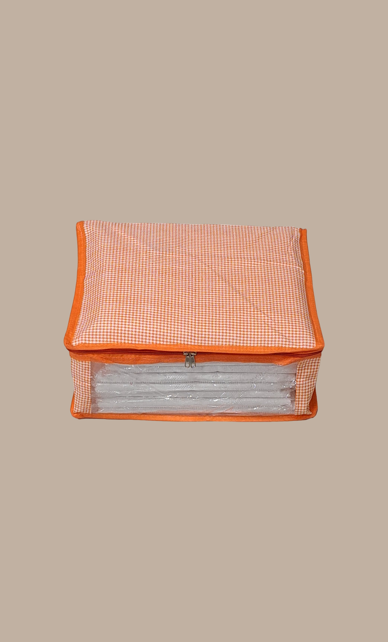 Orange Check Sari Cover