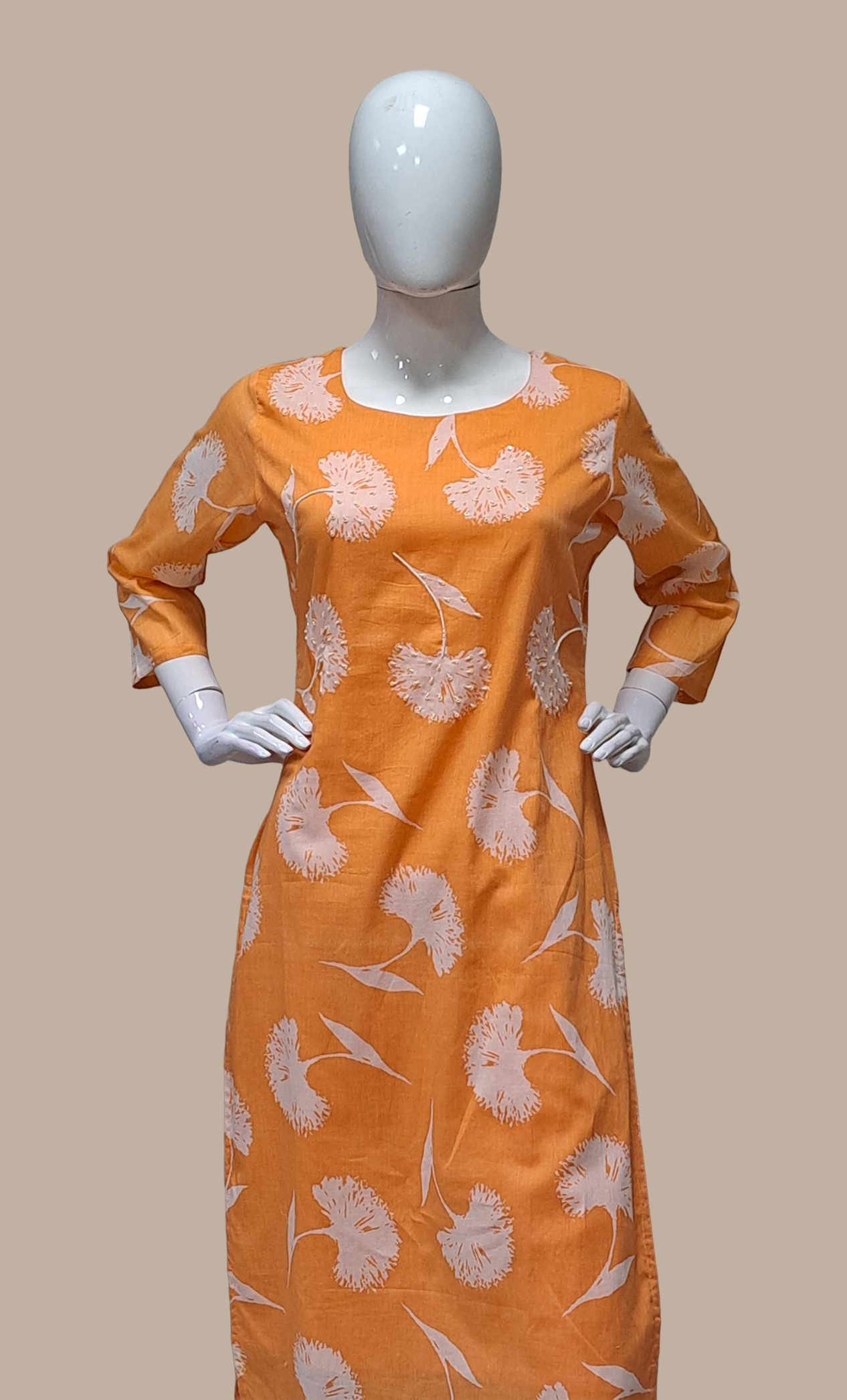 Deep Peach Printed Cotton Leisure Set