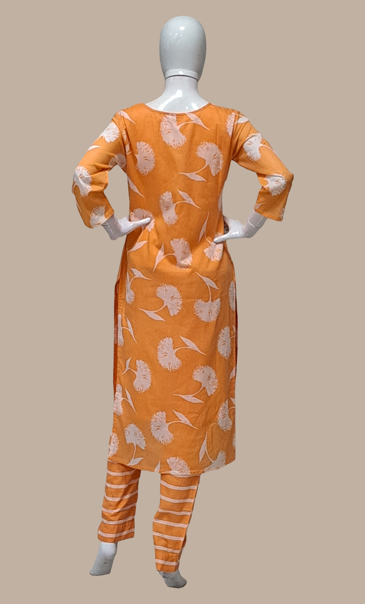 Deep Peach Printed Cotton Leisure Set