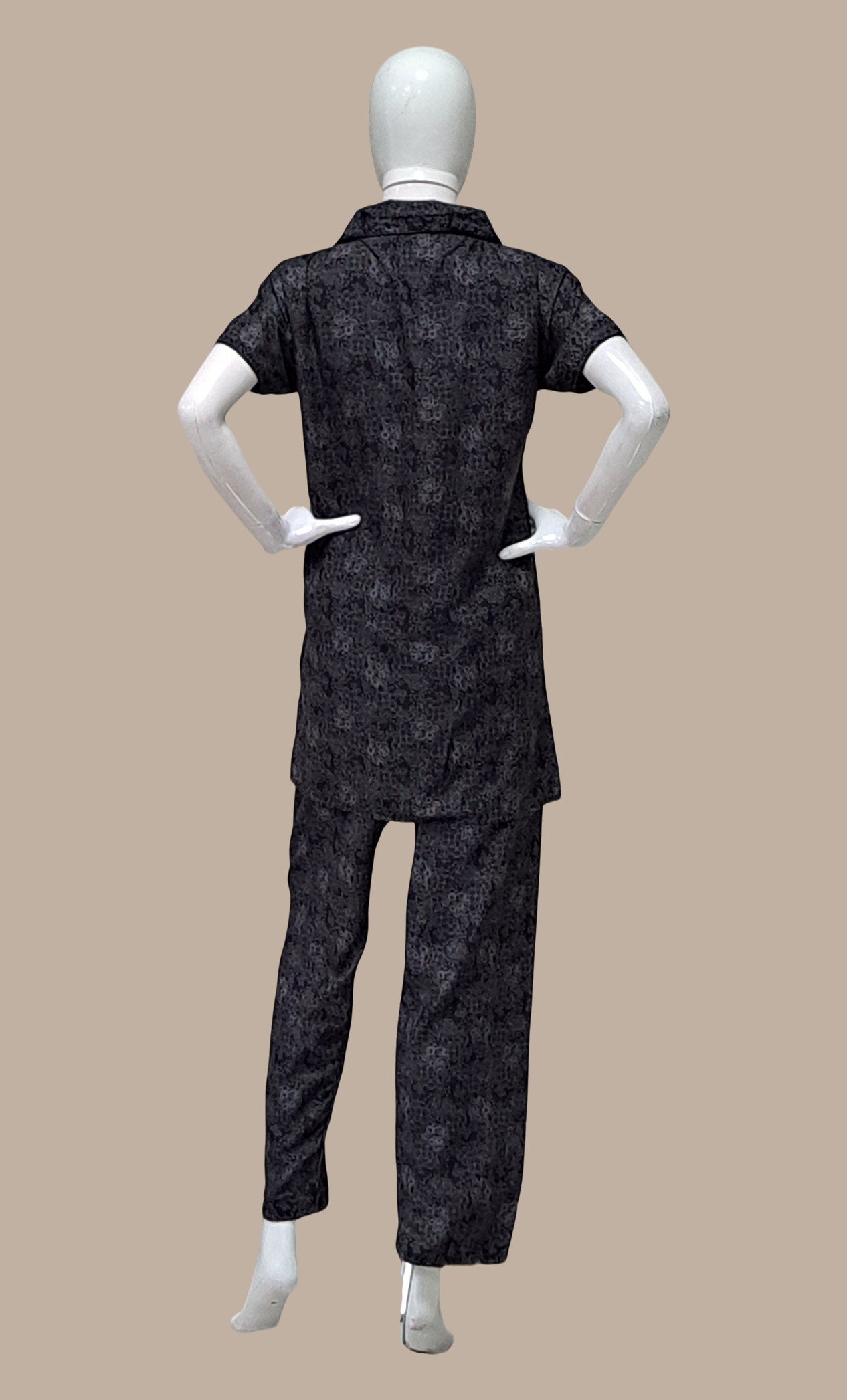 Black Printed Cotton Leisure Set