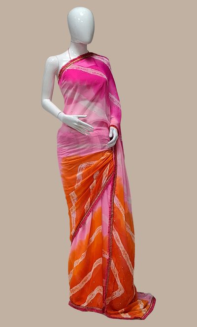 Spicy Pink Printed Sari