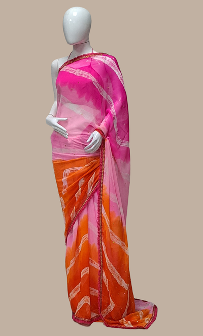 Spicy Pink Printed Sari