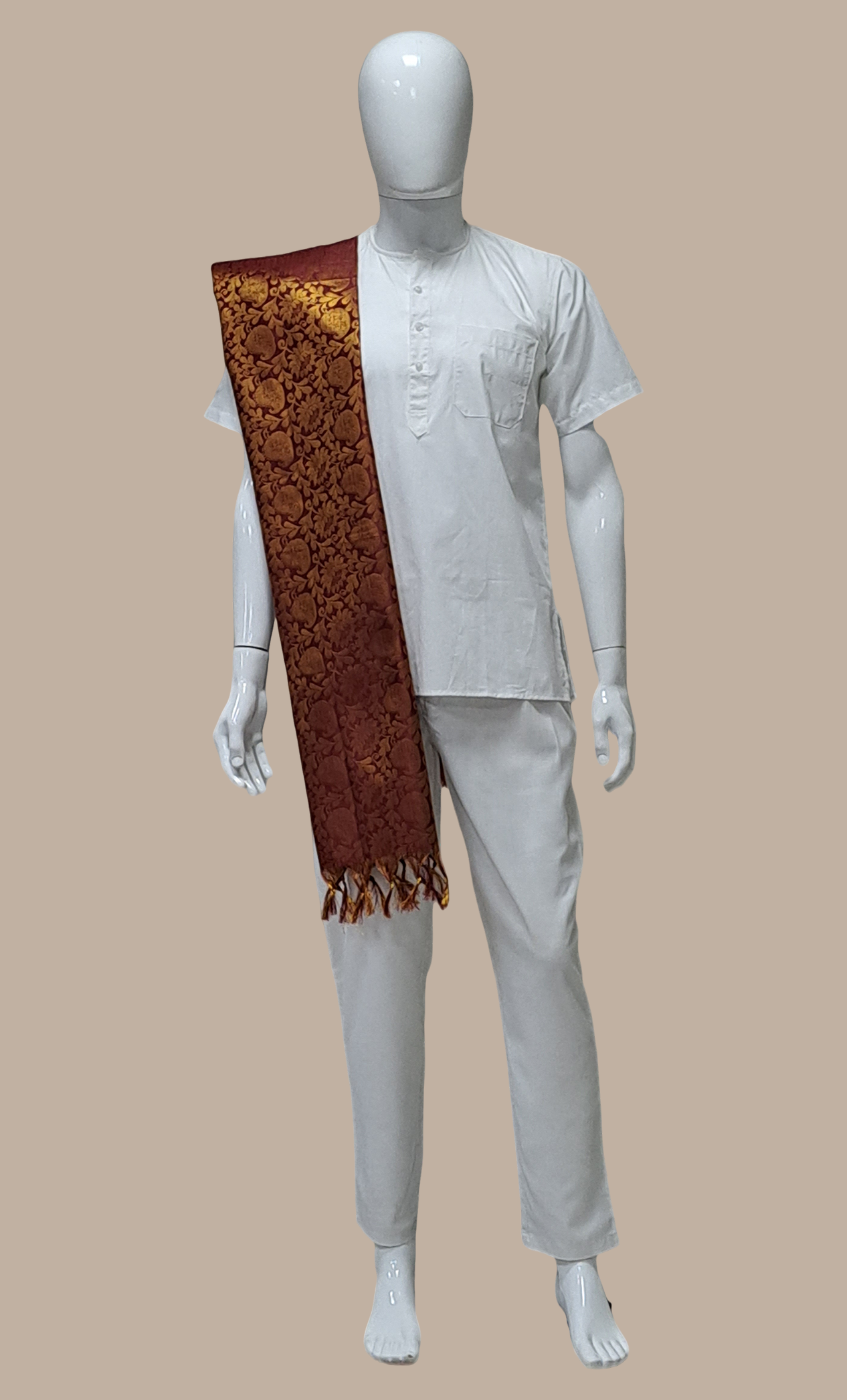 Mens Burgundy Woven Dupatta