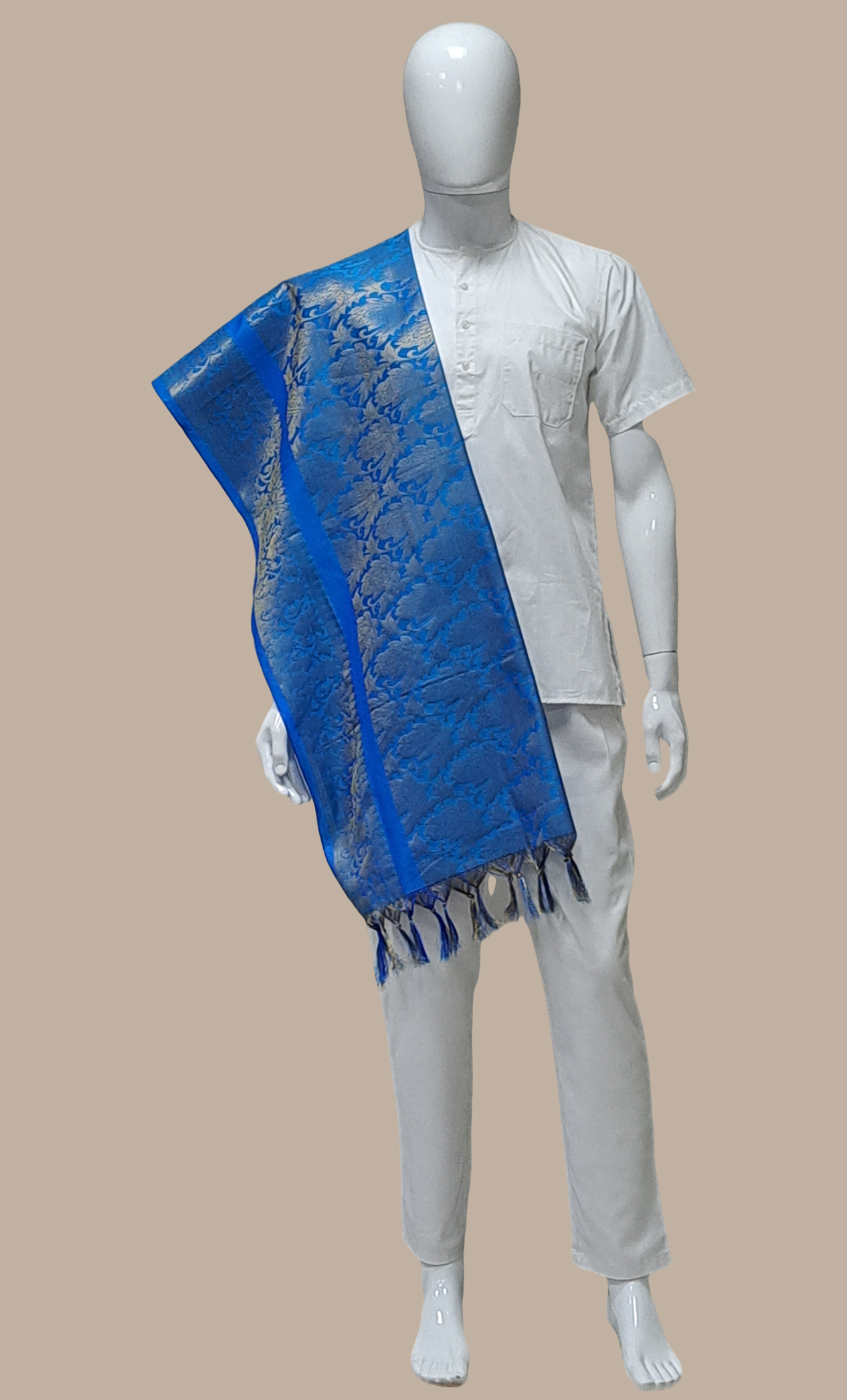 Mens Deep Blue Woven Dupatta