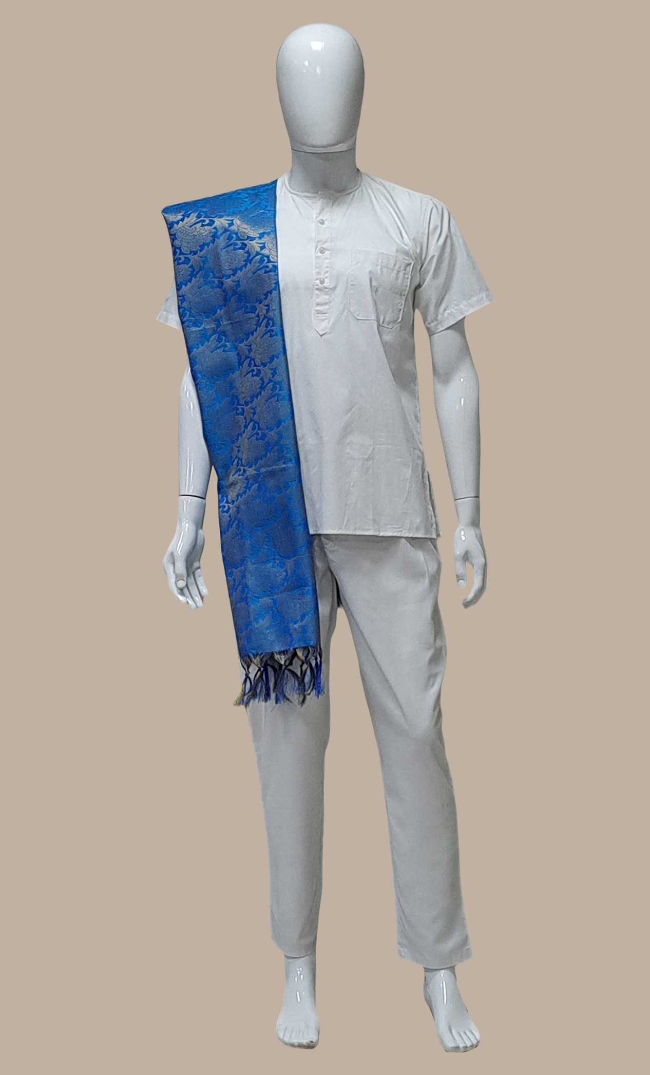 Mens Deep Blue Woven Dupatta