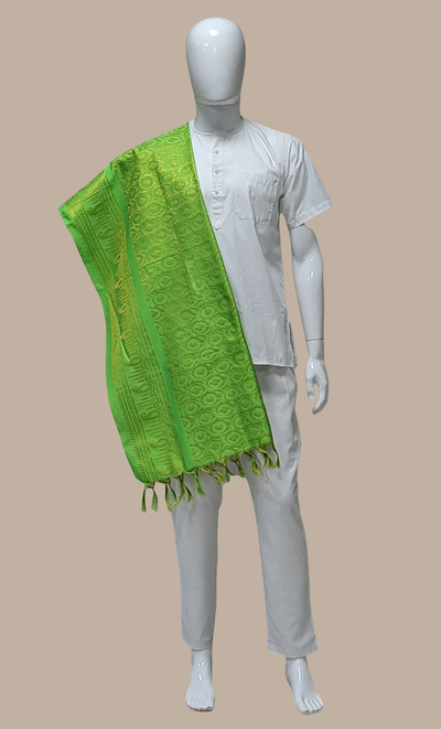 Mens Lime Green Woven Dupatta