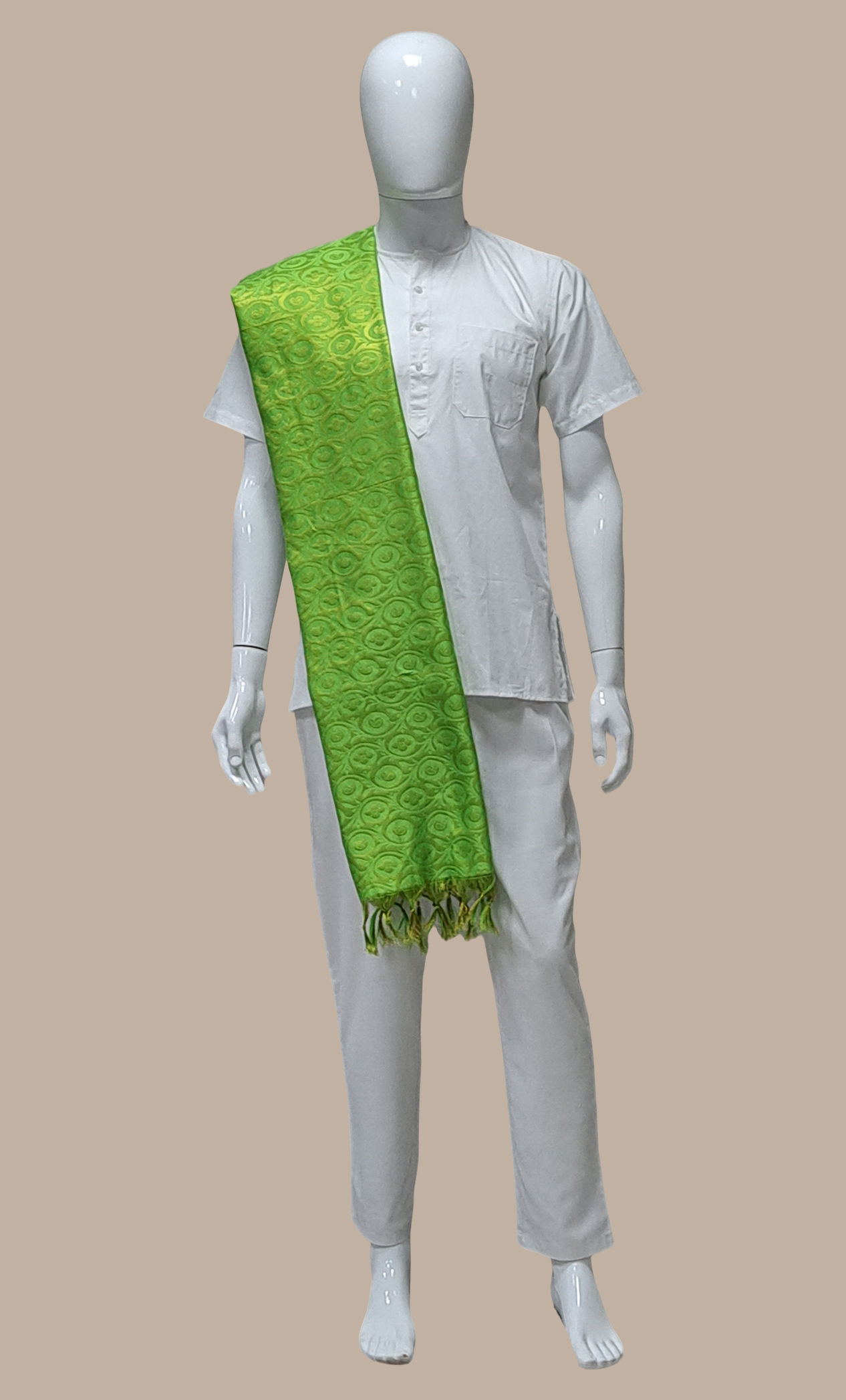 Mens Lime Green Woven Dupatta