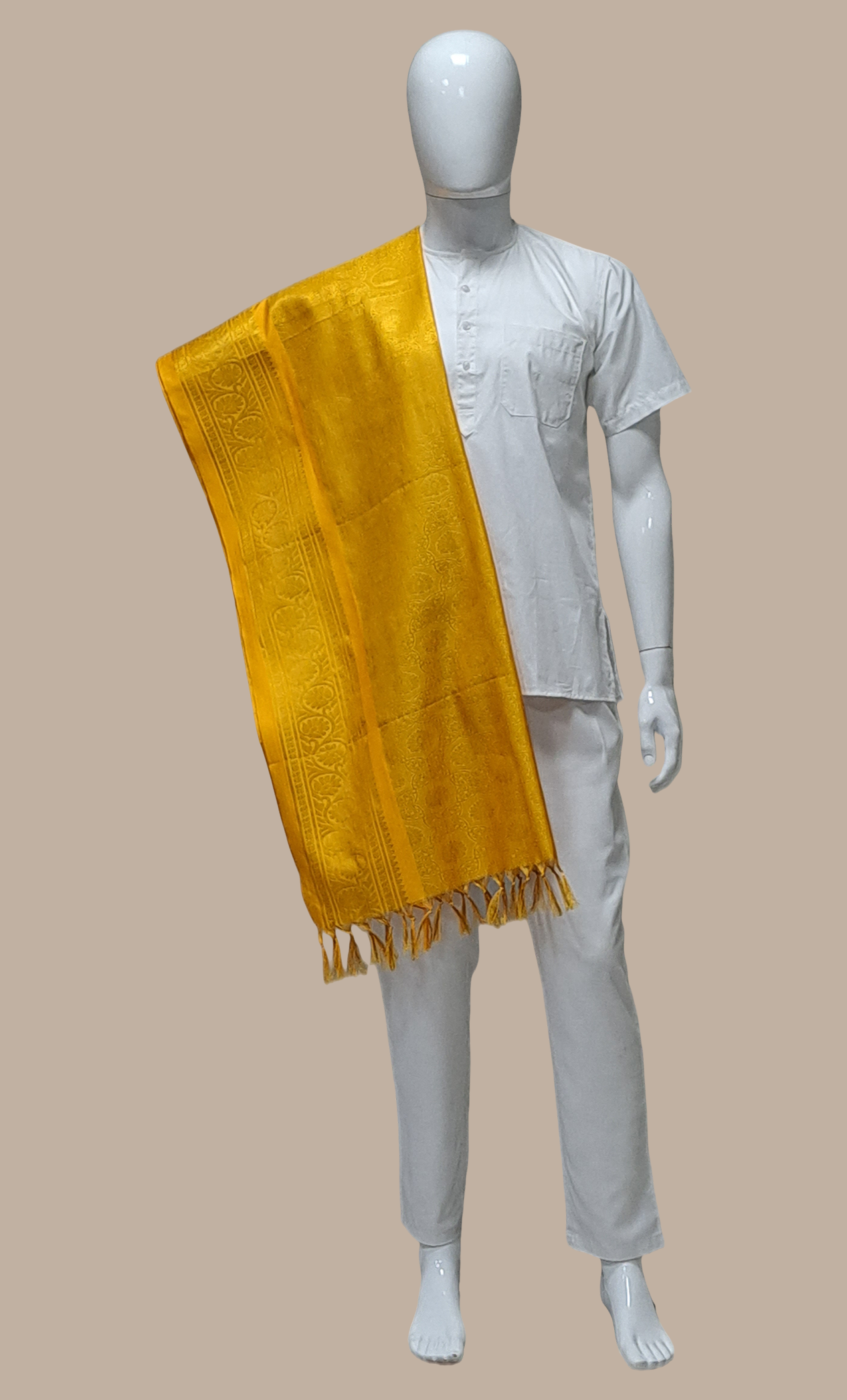 Mens Deep Yellow Woven Dupatta