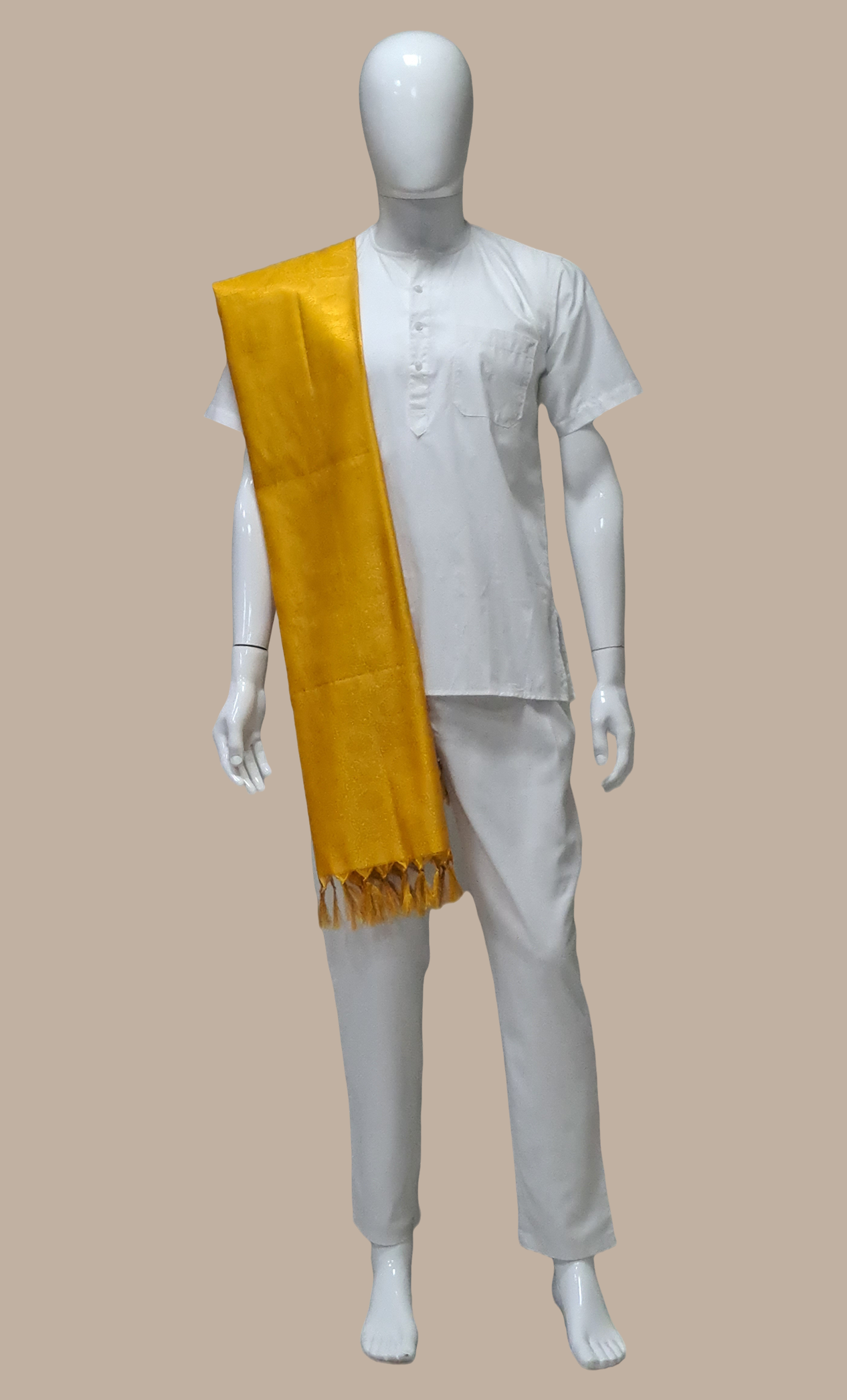 Mens Deep Yellow Woven Dupatta