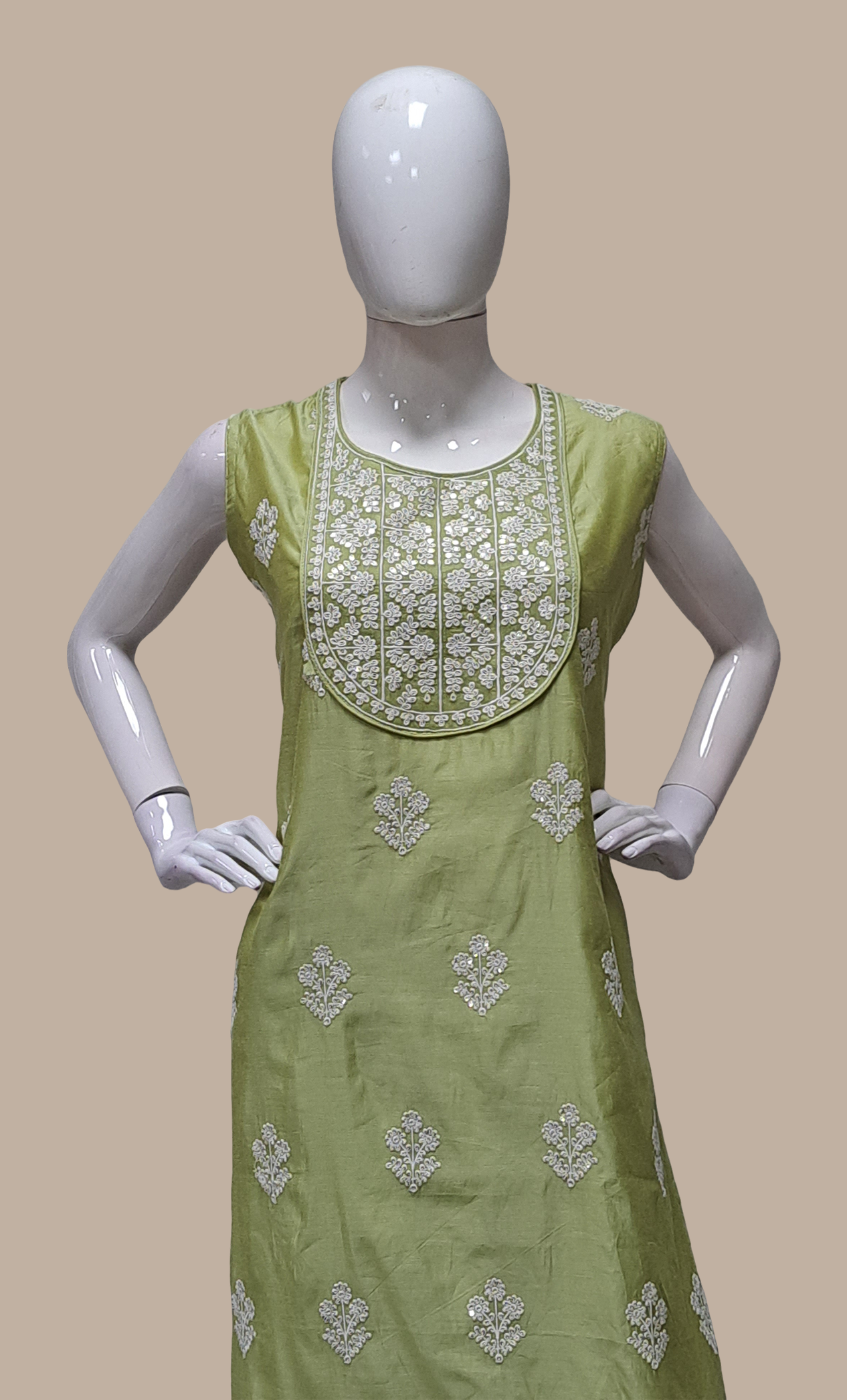 Soft Olive Green Embroidered Punjabi