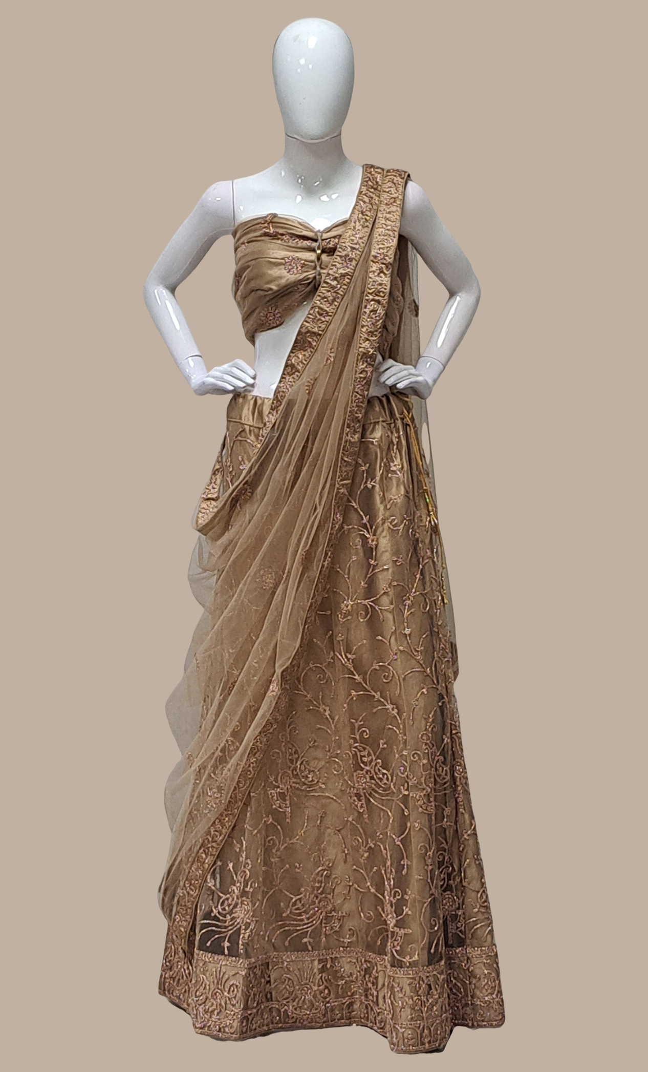 Bronze Embroidered Lengha