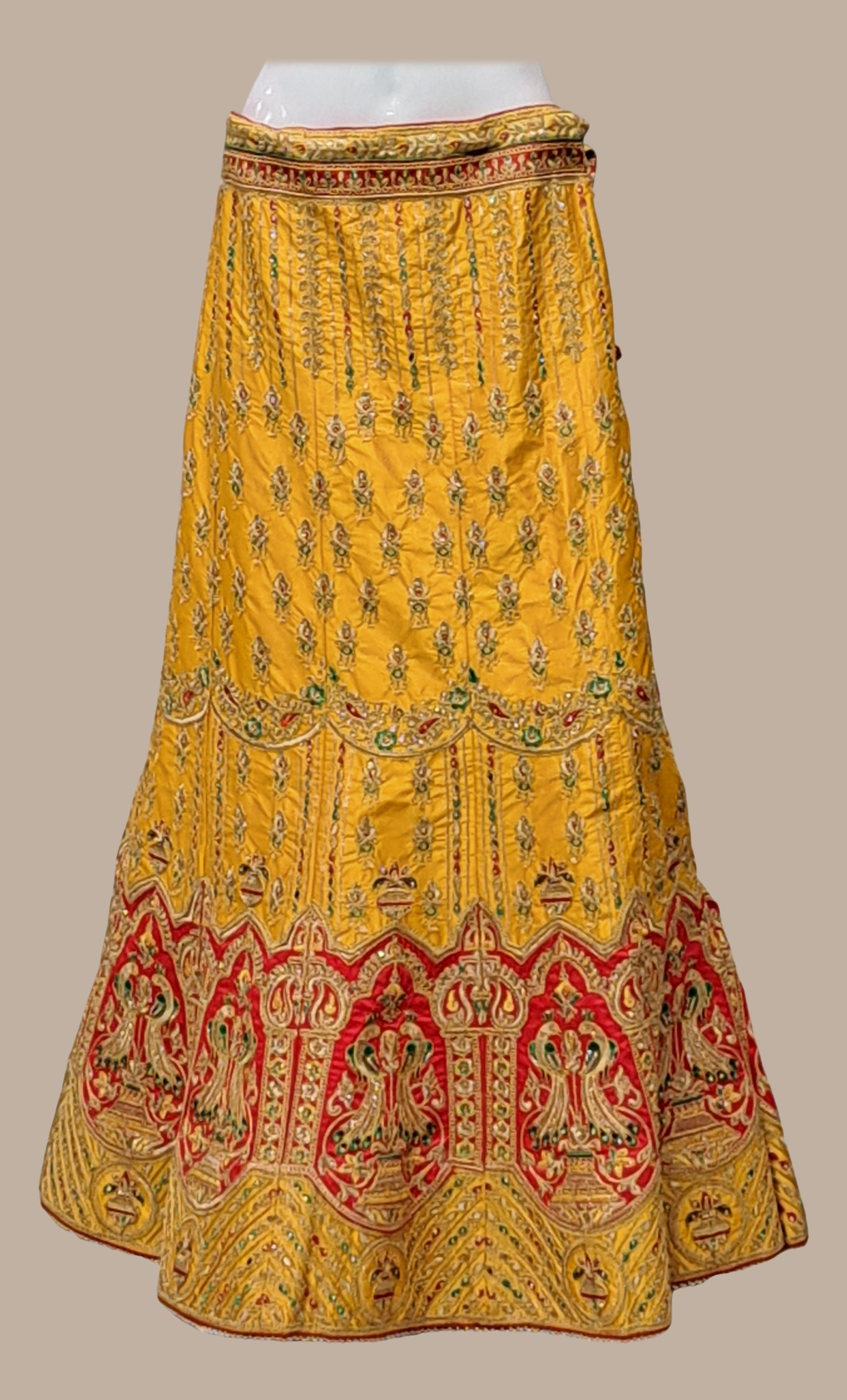 Soft Mustard Embroidered Lengha