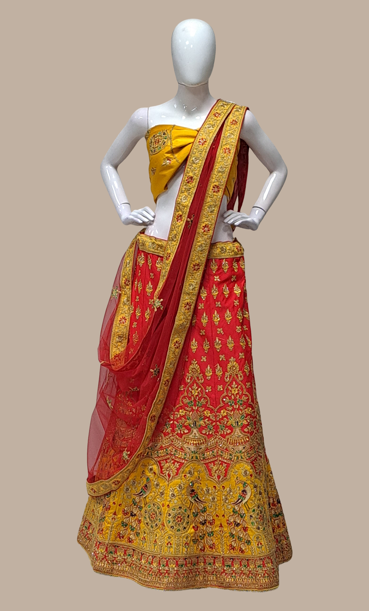 Mustard Embroidered Lengha
