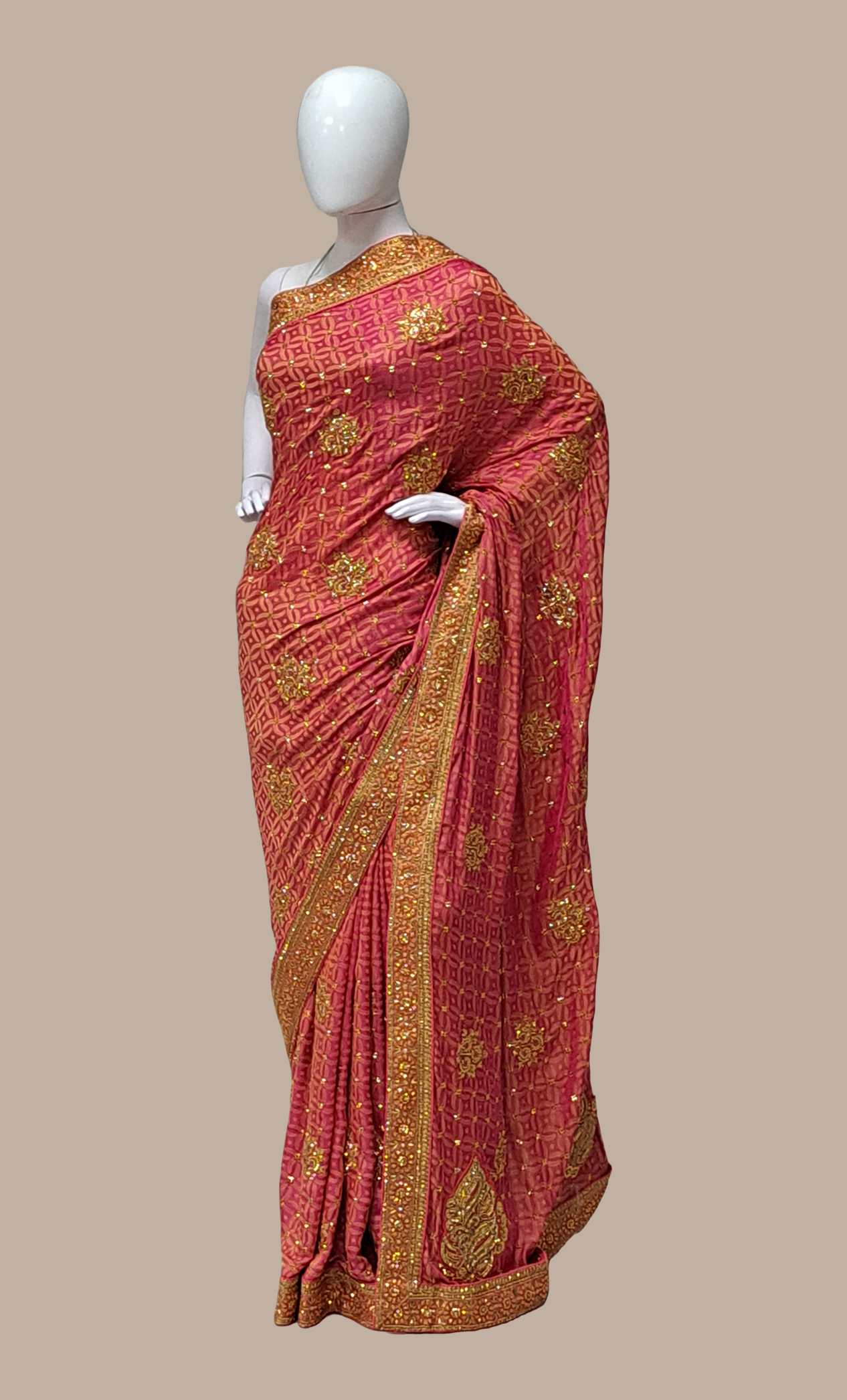 Cerise Embroidered Sari