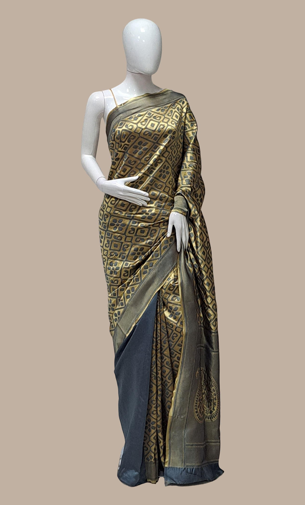 Grey Woven Art Silk Sari