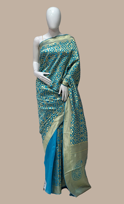 Sky Blue Woven Art Silk Sari